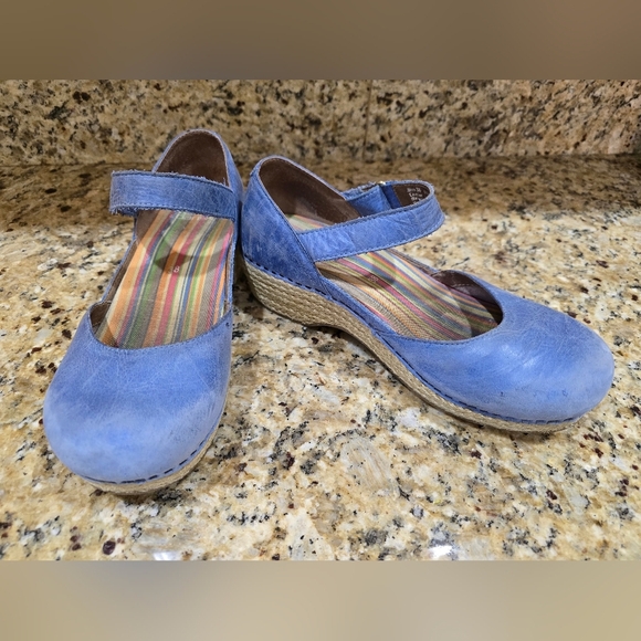 Dansko Blue Mary Jane Platform Espadrilles Size 38 (9) - Picture 1 of 6